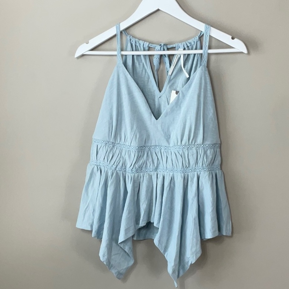 Anthropologie halter tank light blue